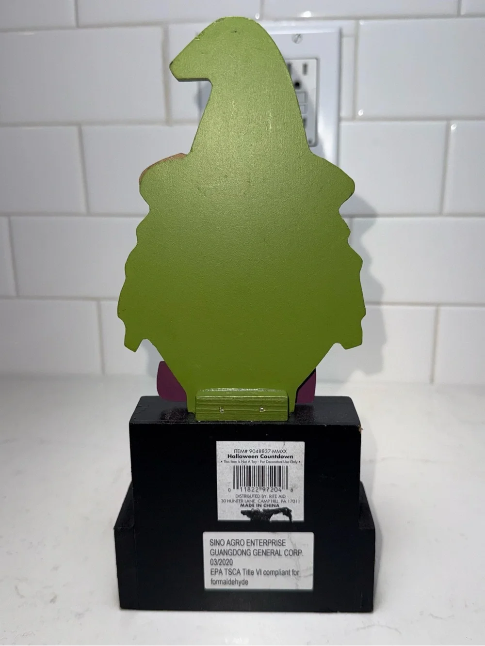 Halloween Witch Countdown Block Decor - Green